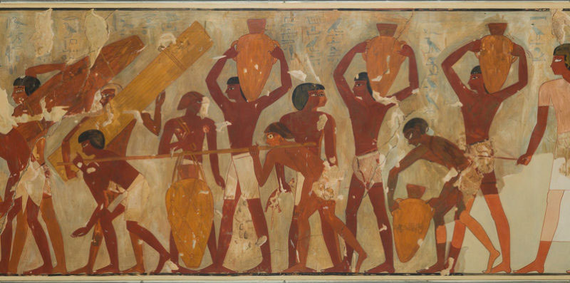 Wine and Papyrus for the Treasuries of Amun, Tomb of Rekhmire, circa 1479 –1420 B.C., Rogers Fund, 1930